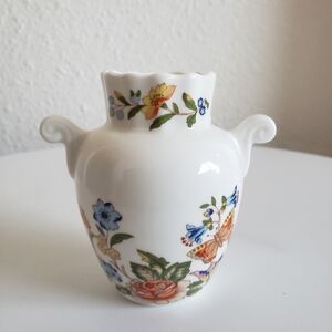 Vase 3 -1/2" COTTAGE GARDEN Colorful Flowers Butterfly Handles 